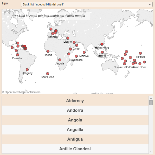 Aggiornata la mappa dei Paesi nella black list dei paradisi fiscali