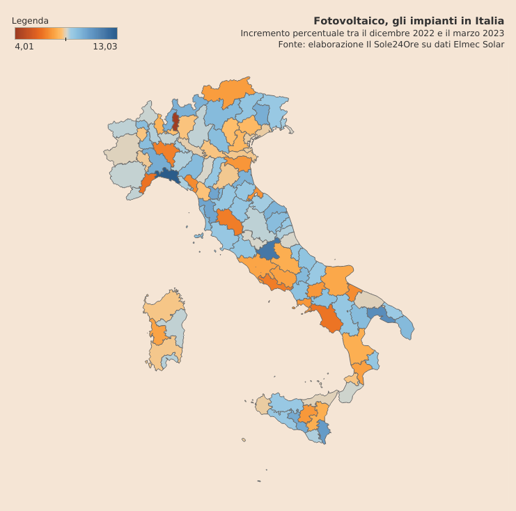 Fotovoltaico, ecco la mappa delle province che usano di più l'energia solare  - Info Data